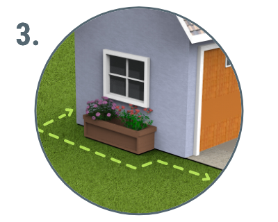 graphic showing how to address obstacles in yard for worx landroid robotic mower to avoid