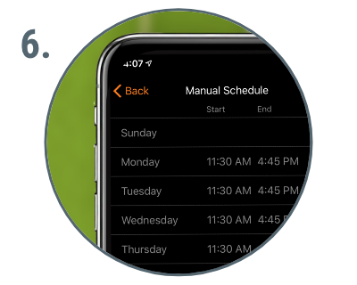 graphic showing customizable mowing schedule for worx landroid wr155 robotic lawn mower