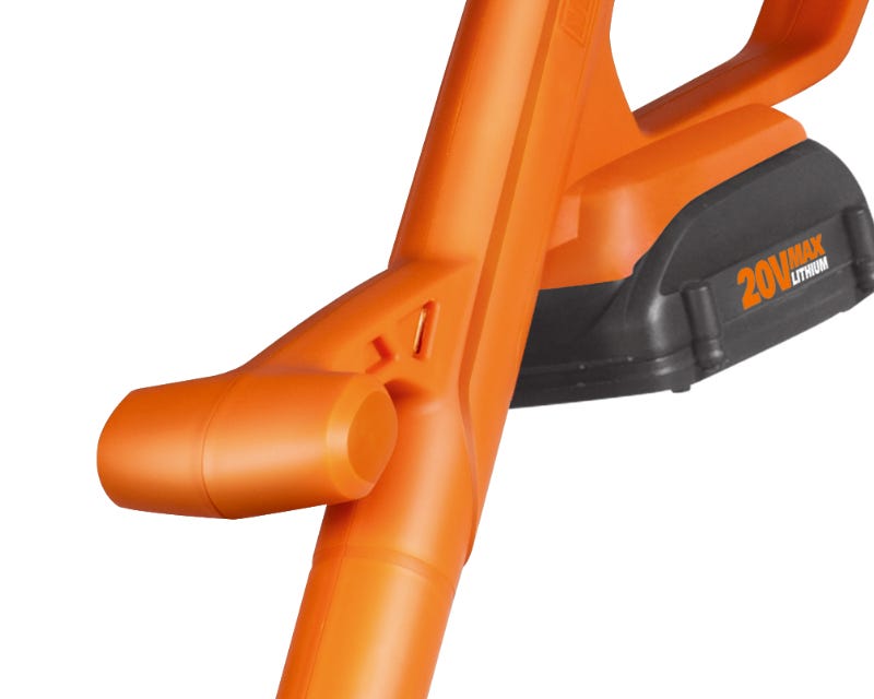 close up of the orange handle