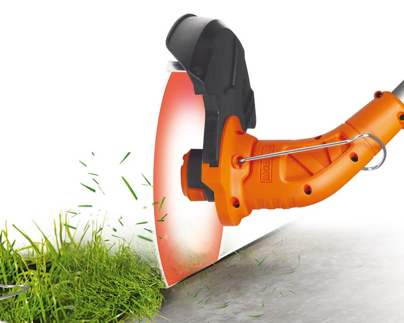 simulated image of the trimmer in use as an edger