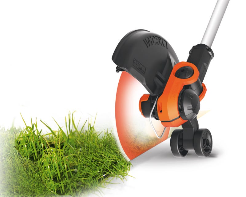 simulated image of the trimmer cutting grass as an edger