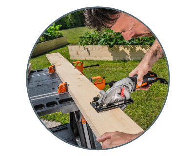 person using the pegasus as a sawhorse and sawing a piece of wood