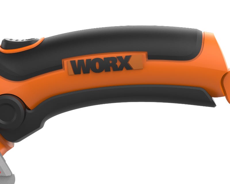 close up of the handle with the worx logo