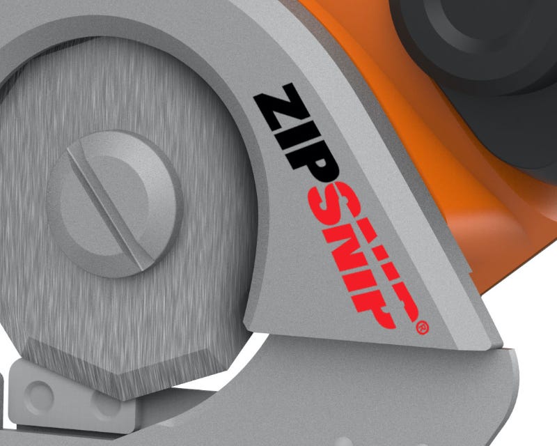 close up of the blade with the zipsnip logo