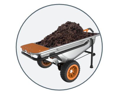 WORX Aerocart WG050 carrying mulch WORX Aerocart WG050 carrying mulch
