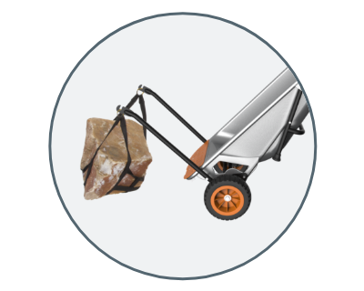WORX Aerocart WG050 carrying rock with front bin WORX Aerocart WG050 carrying rock with front bin