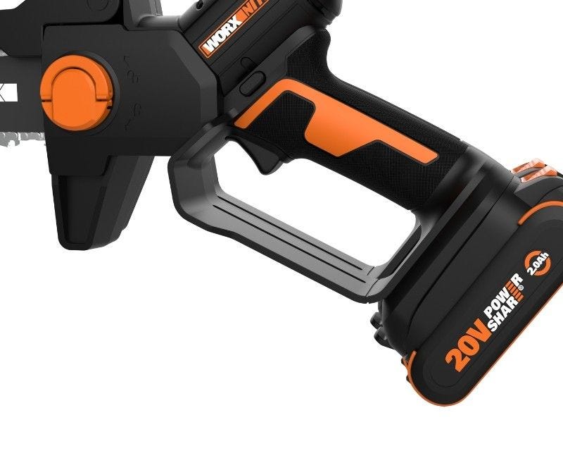 close up image of the saw handle